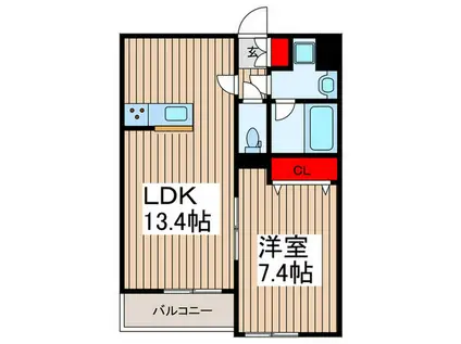 VOITURE M´H(1LDK/3階)の間取り写真