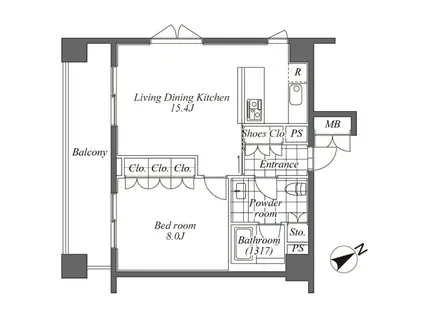 オーパスレジデンス恵比寿(1LDK/3階)の間取り写真