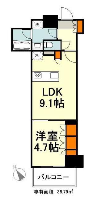 パークアクシス豊洲キャナル(1LDK/17階)の間取り写真