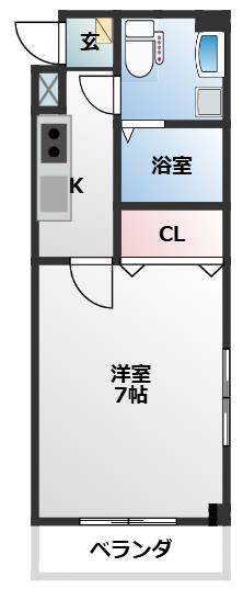 シャルムMK(1K/4階)の間取り写真