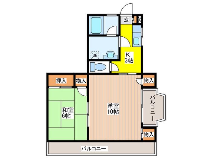 エクセルシオン(2K/4階)の間取り写真