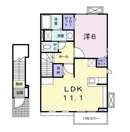 ベル・ブリーズS V(1LDK/2階)の間取り写真