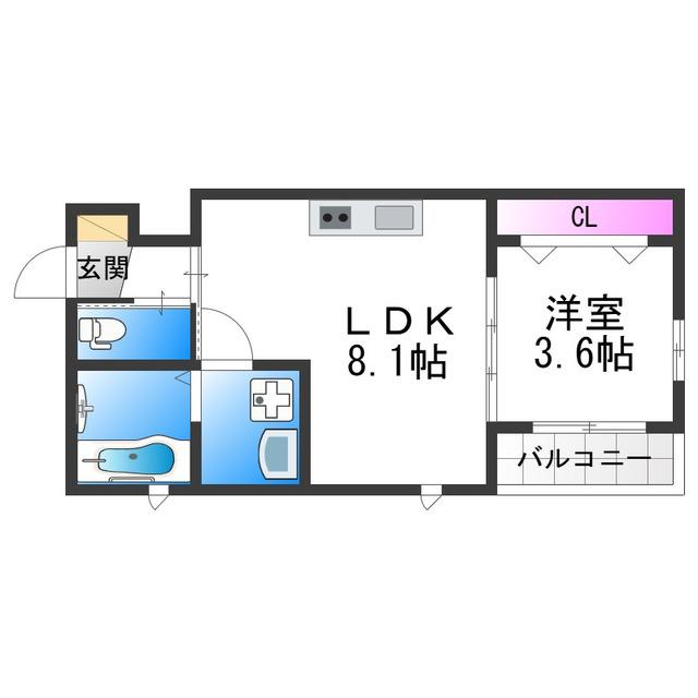 岩伸リバーコート住吉(1LDK/3階)の間取り写真
