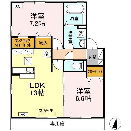 サンモール・Y A(2LDK/1階)の間取り写真