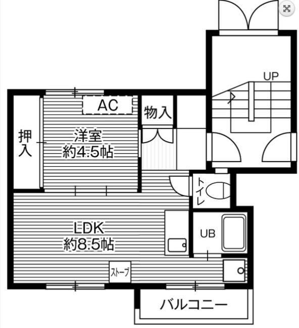 ビレッジハウス手稲4号棟(1LDK/3階)の間取り写真
