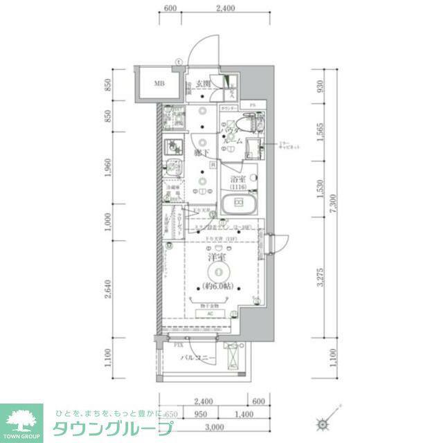 ベルシード立川(1K/9階)の間取り写真