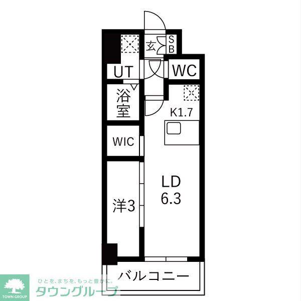 メイクスアート浄心(1LDK/9階)の間取り写真