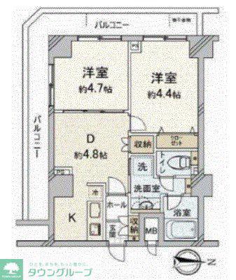 プラザ木場(2DK/7階)の間取り写真