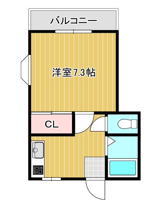 第2コーポ松原(1DK/2階)の間取り写真