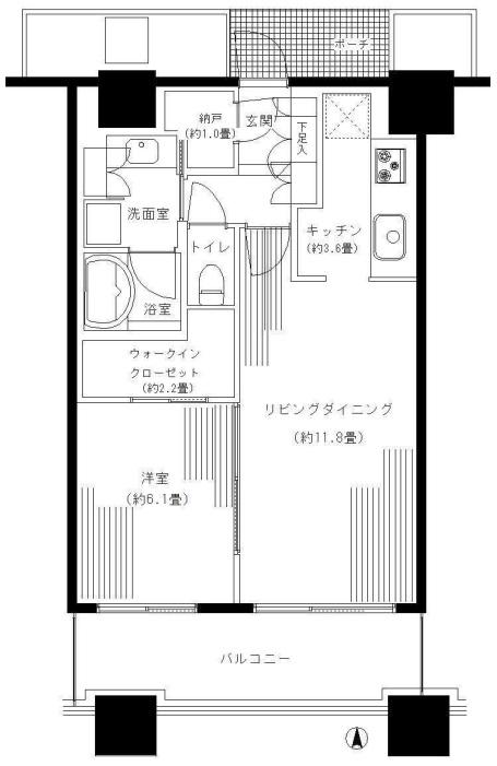 パークタワー横浜ステーションプレミア(1LDK/19階)の間取り写真