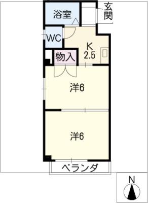 ホーメスト東山通(1DK/2階)の間取り写真