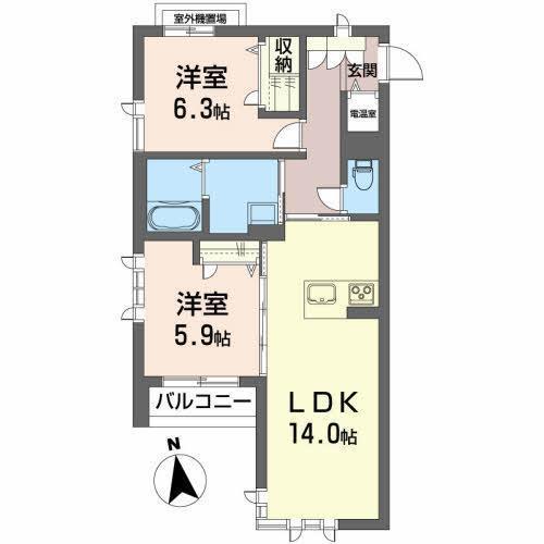 トゥーツリーズ城下町(2LDK/3階)の間取り写真
