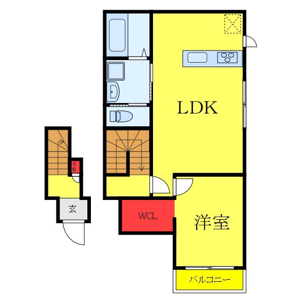 フォレストメゾン恭和II(1LDK/2階)の間取り写真