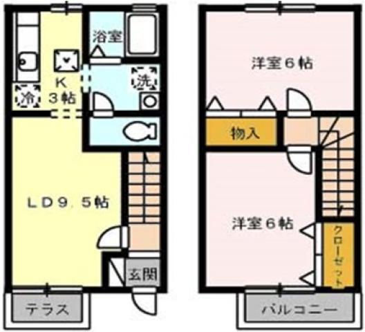 メルベーユ MT A棟(2LDK/1階)の間取り写真