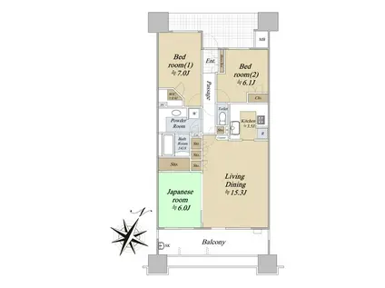 東京メガシティD棟(3LDK/3階)の間取り写真