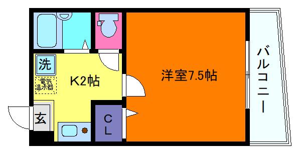ハイツ村上I(1K/2階)の間取り写真