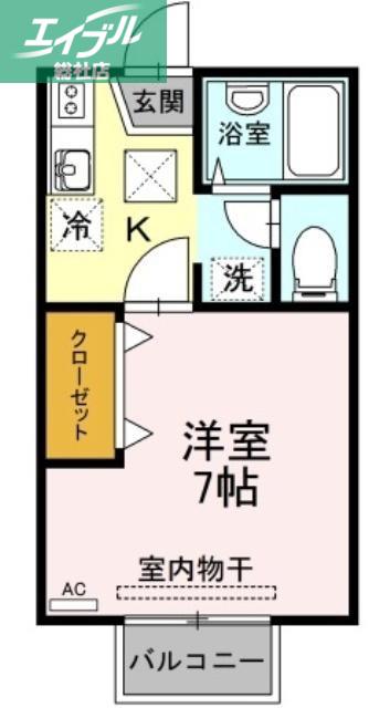 サンシャインパレス B棟(1K/1階)の間取り写真
