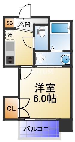 ソフィア南森町(1K/2階)の間取り写真
