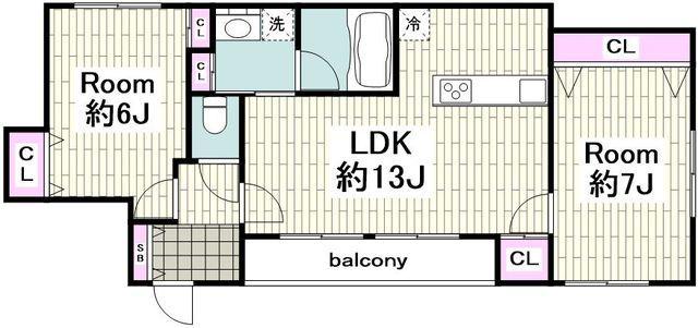 LE GRAND BLEU YAMATE(2LDK/1階)の間取り写真
