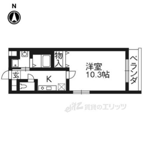 ポラリス桂川(1K/2階)の間取り写真