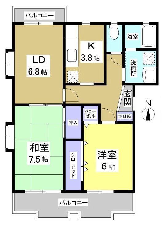 エクセレント(2LDK/1階)の間取り写真