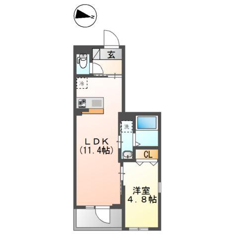 梅田3丁目マンション工事(1LDK/2階)の間取り写真