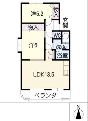 エスポワール(2LDK/1階)の間取り写真