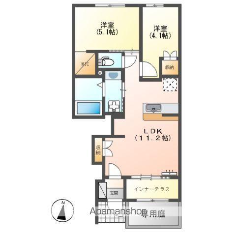 コンフォート・シュリンプ(2LDK/1階)の間取り写真
