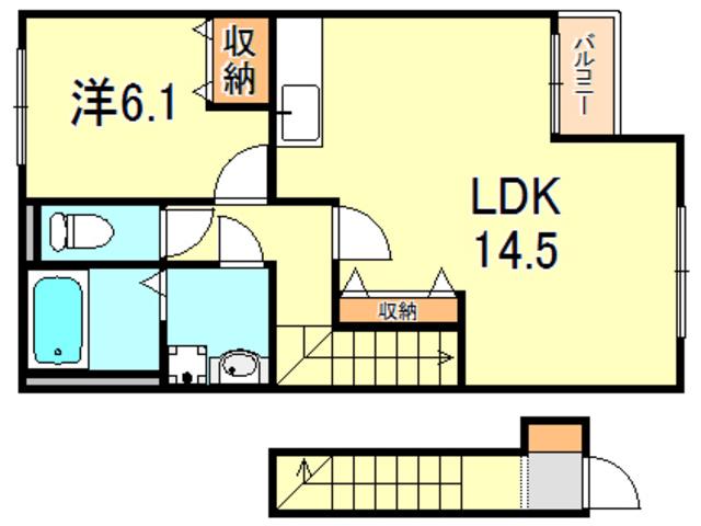 ステディア(1LDK/2階)の間取り写真
