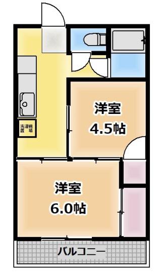 田中ハイツ(2K/1階)の間取り写真
