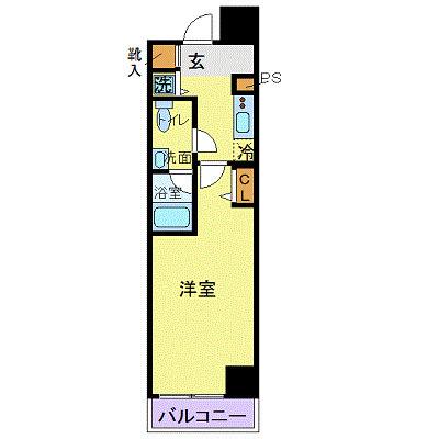 カスタリア蔵前(1K/6階)の間取り写真