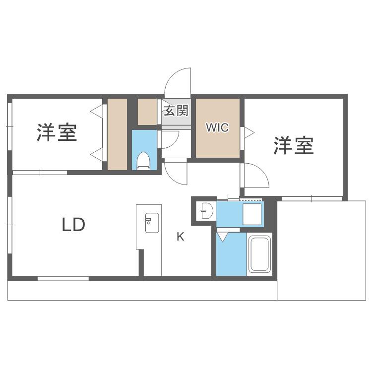 BLANC CLAIR(2LDK/1階)の間取り写真