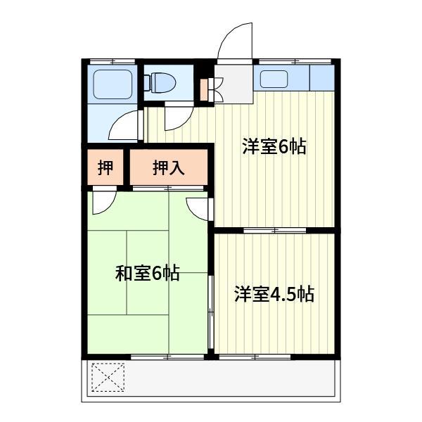 桃江荘(2DK/2階)の間取り写真