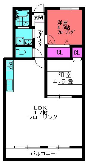 フカイマンション(2LDK/2階)の間取り写真