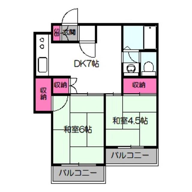 カルム新森(2DK/1階)の間取り写真