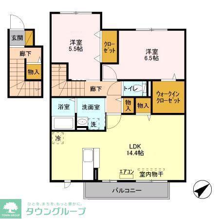ポルテボヌールI(2LDK/2階)の間取り写真