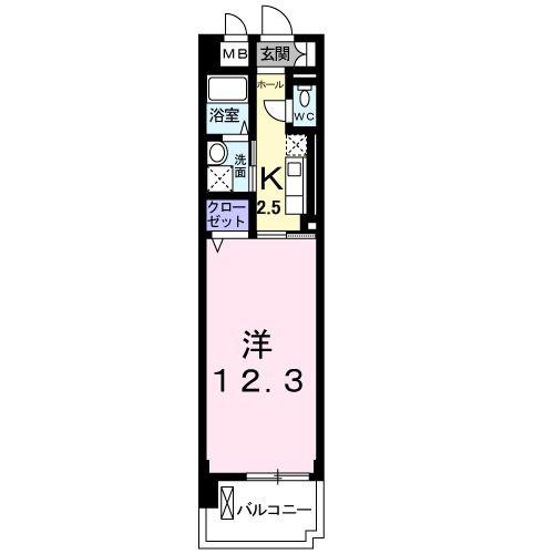 プラシード(1K/3階)の間取り写真