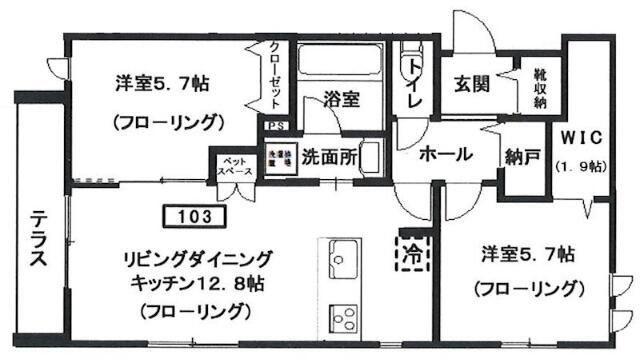 リラクスフォート(2LDK/1階)の間取り写真