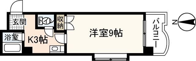 ジュネス山城(1K/6階)の間取り写真