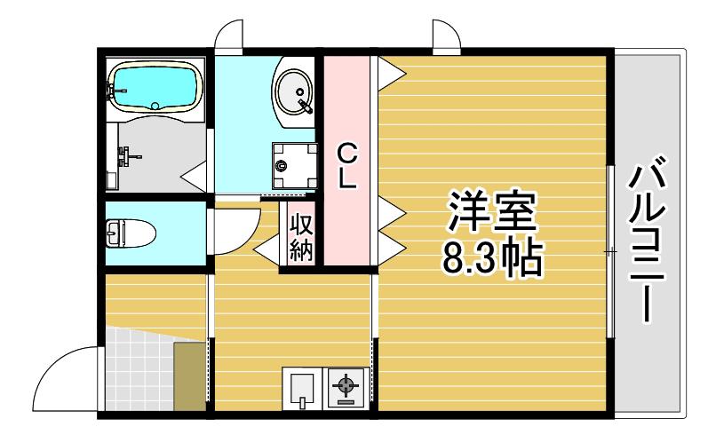 AYハイツ(1K/2階)の間取り写真