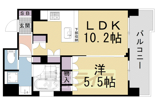 リーガル京都御所西III(1LDK/4階)の間取り写真