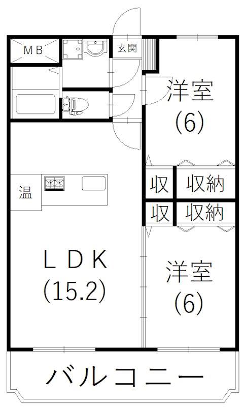 ランドマークヴィラ(2LDK/2階)の間取り写真