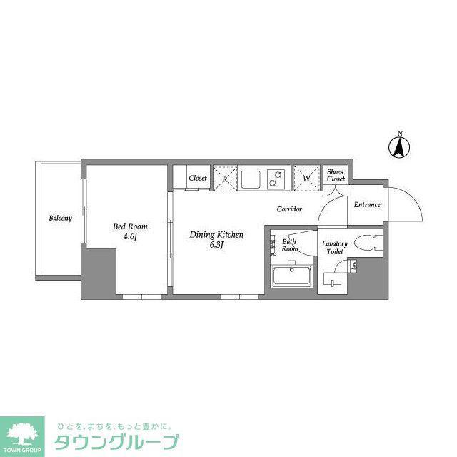 ウエリスアーバン住吉イースト(1DK/3階)の間取り写真