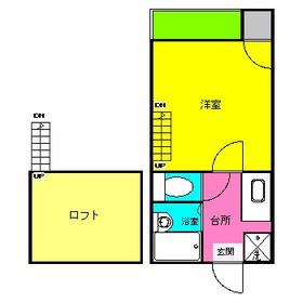 フロイデ平尾(1K/1階)の間取り写真