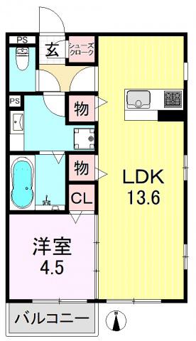 アビタシオン加美北(1LDK/3階)の間取り写真