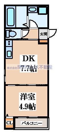 シティーコート徳庵(1DK/3階)の間取り写真