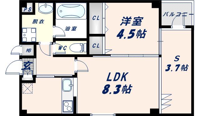 ウエストリッツ巽(1SLDK/1階)の間取り写真