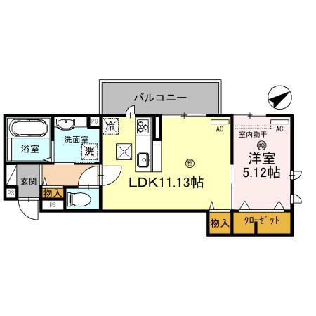 LUCENT本堅田(1LDK/2階)の間取り写真
