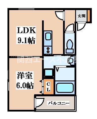 フジパレス弥刀I番館(1LDK/2階)の間取り写真