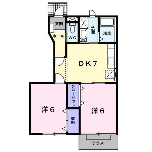 マルグリット A(2DK/1階)の間取り写真